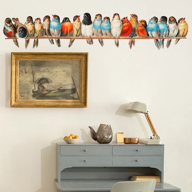 

Creative Home Decor Products Colored Birds Wallpaper Background Decals Window Door Sticker Popular Beautiful Art Wall Sticker