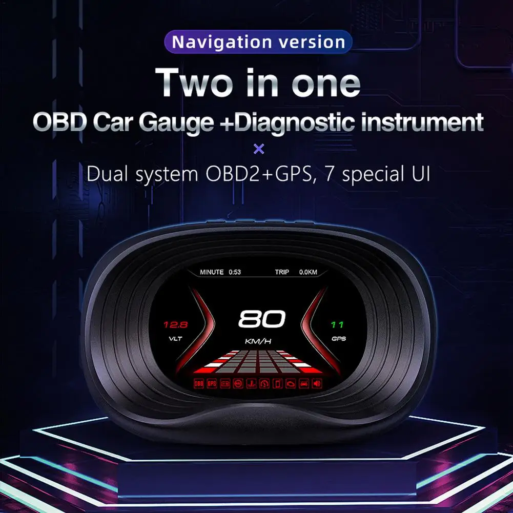 

2 In 1 Car Head-Up Display HUD+OBD II Auto HD Display Smart Digital Odometer Security Warning System Windshield Projector