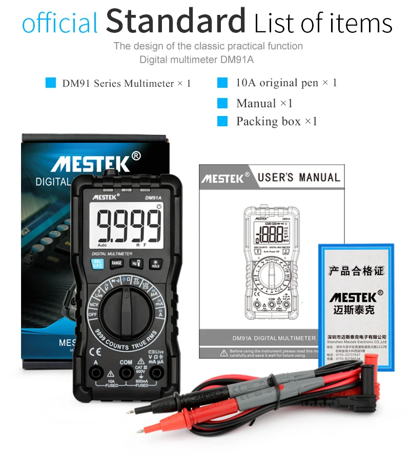 MESTEK DM91A мини мультиметр Цифровой мультиметр 9999 отсчетов Автоматический диапазон тестер многометровый мультиметр
