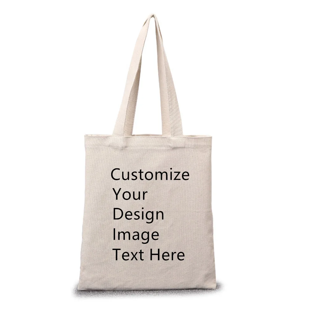 Customized Tote reusable Shopping Bag Add Your Text Print Original Design Image Unisex Fashion Travel Canvas Bags | Багаж и сумки