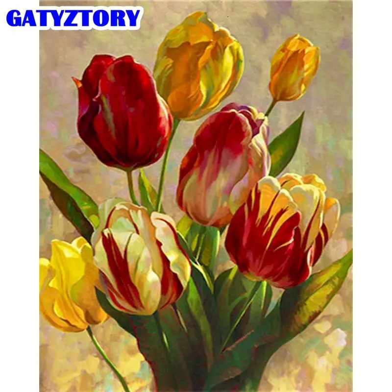

GATYZTORY 60x75cm Frameless Picture By Numbers Kits For Adults Hand Painted Yello Flower Painting By Number Wall Decor DIY Gift