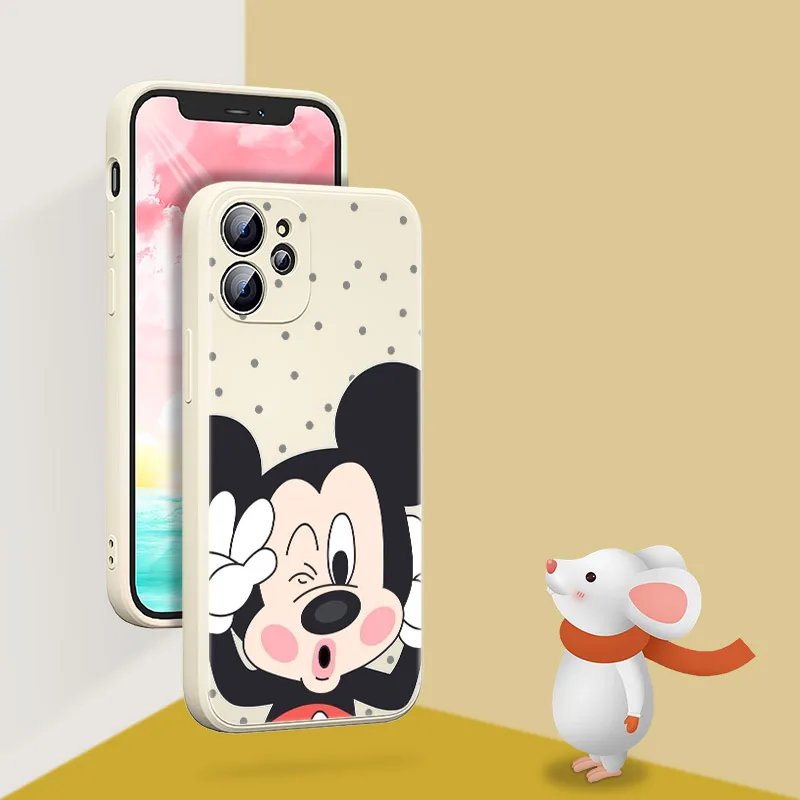 Liquid Silicone Soft Cover Cool Mickey Mouse For Apple IPhone 13 12 Mini 11 Pro XS MAX XR X 8 7 6 SE Plus Phone Case