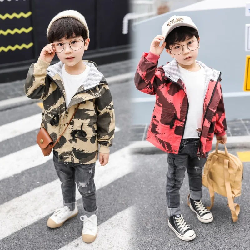 Куртка с капюшоном для мальчиков Осенняя ветровка подростков Верхняя одежда