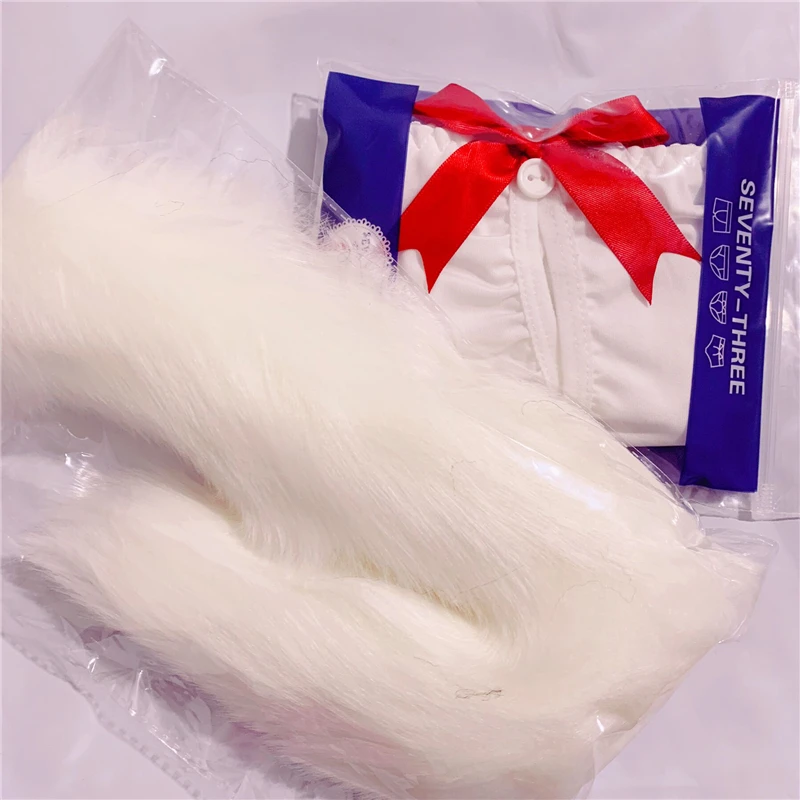 

Fox Tail Cute open crotch Sexy Lingerie Underwear Plush Hair Ball Kawaii Lolita Female Silk Briefs Panties Costumes Accessories
