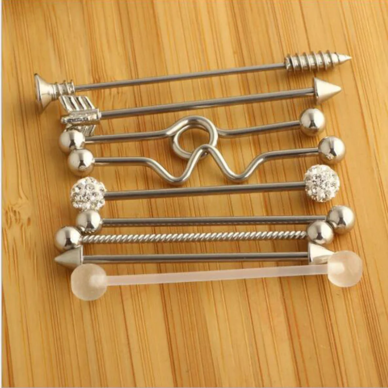 Длинная прямая Промышленная Штанга, кольца из нержавеющей стали для пирсинга, ювелирные изделия для тела, 47 мм, 57 мм