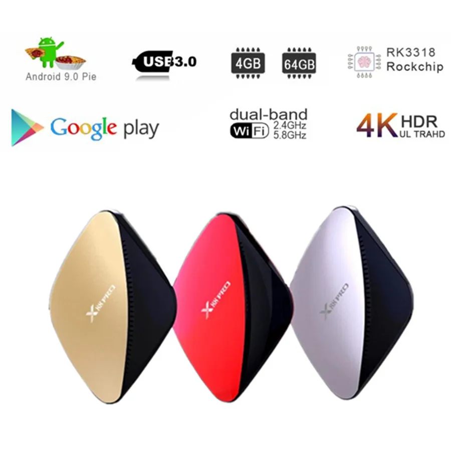 X88 PRO Smart tv Box 4G 64G Android 9,0 Rockchip RK3318 Qcta Core 5G Wifi 4K USB3.0 Google Play Netflix Youtube tv box android 9