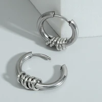 new fashion personality simple male and female student couple stainless steel small hoop earrings