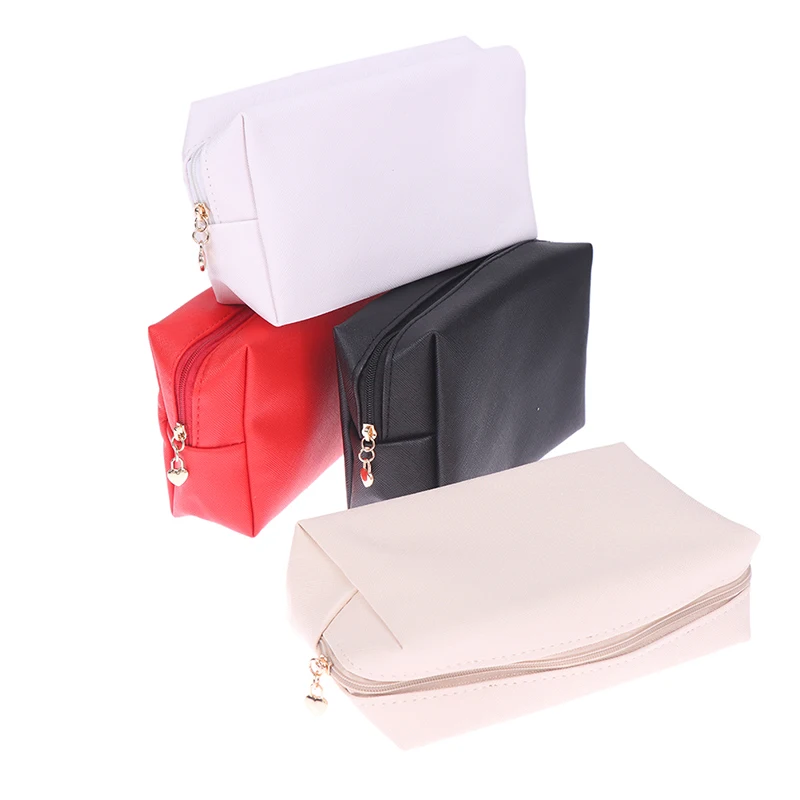

Personalized Embroidery Small Makeup Bag PU Leather Travel Cosmetic Pouch Toiletry Bag For Women Portable Water-Resistant