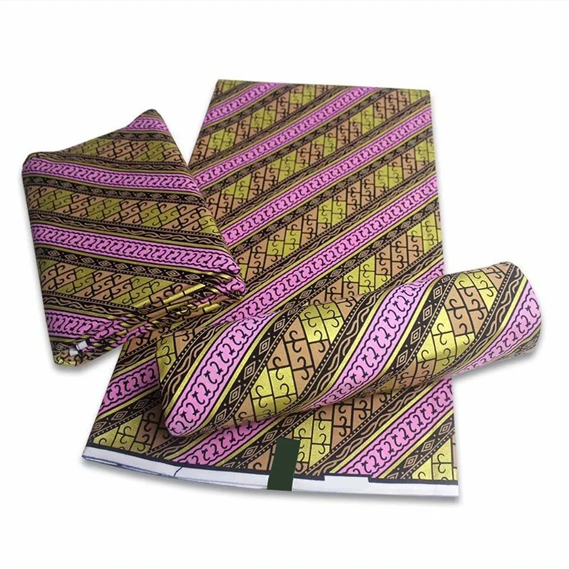 

Real Gold Wax Fabric Ankara African Print Batik Pagne Sewing Materia For Wedding Dress 100% Cotton Top Quality Wax Fabric 6 Yard