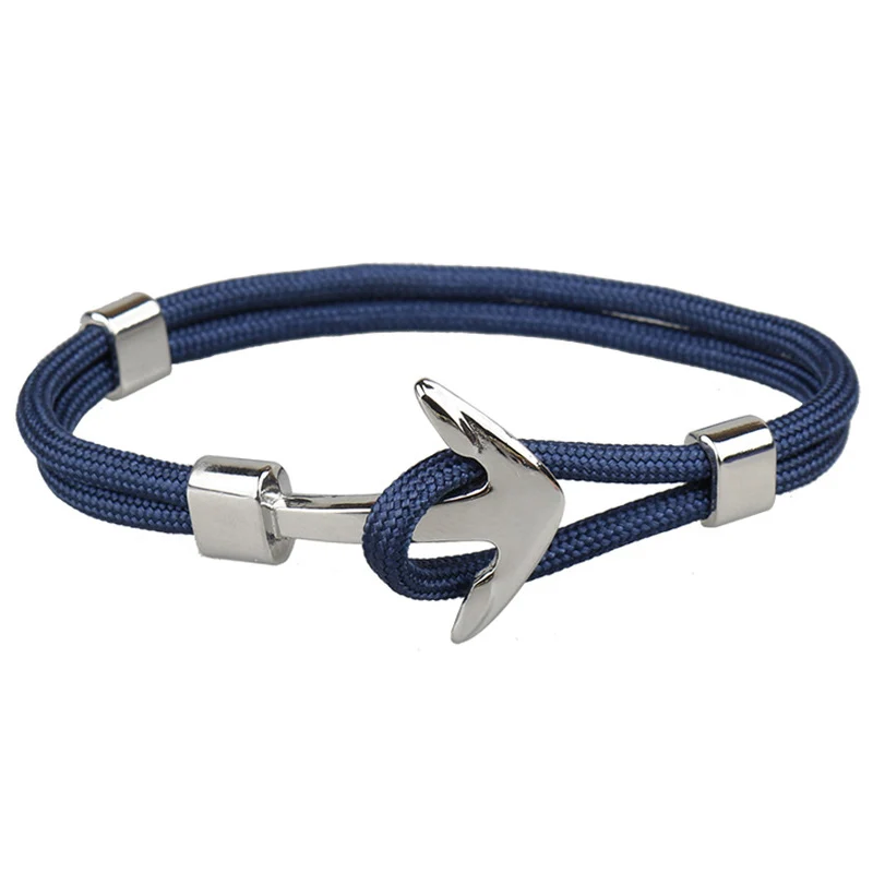 Серебряный темно-синий якорь цепочка-браслет в виде веревки ожерелье браслет для