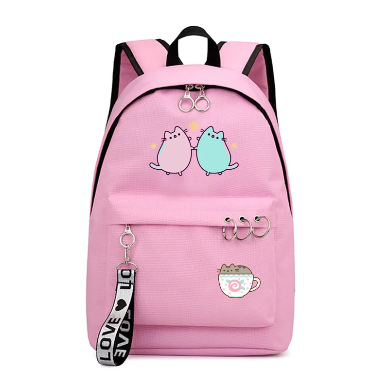 Pink B IMIDO Punsheen Cat студенческие рюкзаки аниме Kawaii школьные сумки для девочек Твердые круглые украшения для подростков повседневный рюкзак для путешествий - Цвет: Pink B