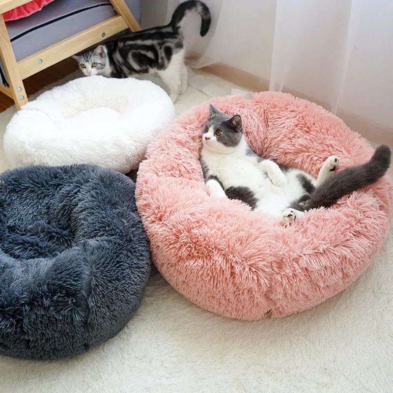 Мягкая моющаяся кровать для собак длинная плюшевая койка глубокого сна