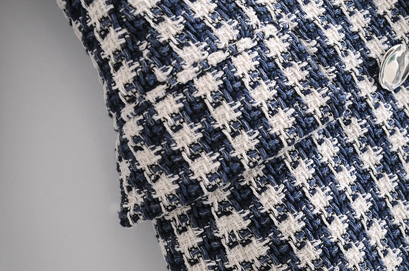 

Spring New Women Leisure Style Loose Coat Check Color Full Sleeve Double Breasted Pocket Decoration Women Texture Slim Suit Coat