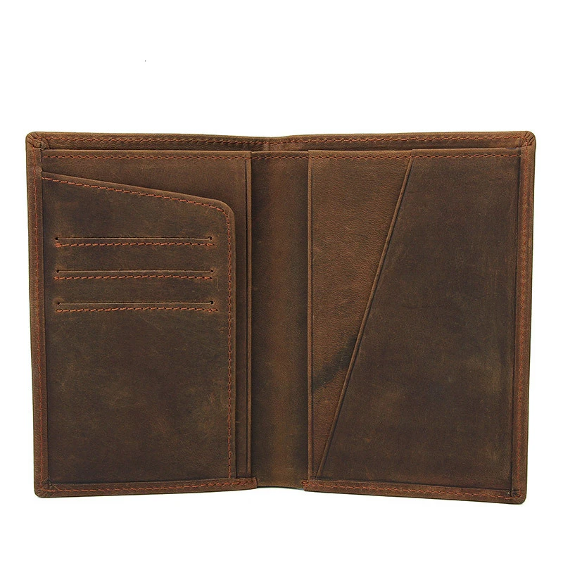 100% Real Leather Wallet Unisex Passport Bag Head Layer Cowhide Document Bag Wallet Card Bag Anti-Magnetic Wallet for Men Male