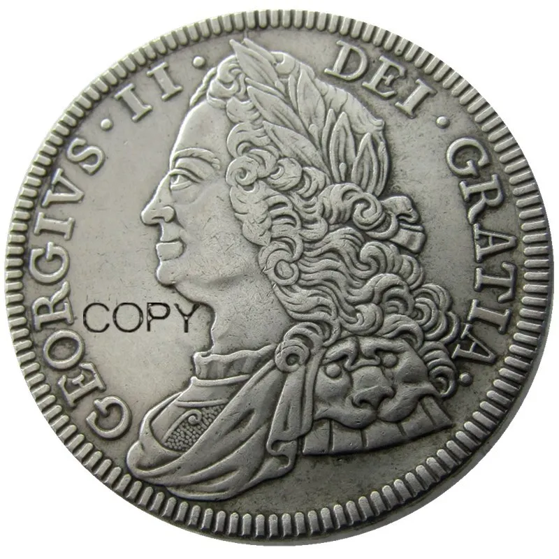 

GT BRIT. George II 1746 AR Crown Silver Plated Copy Coin Letter Edge