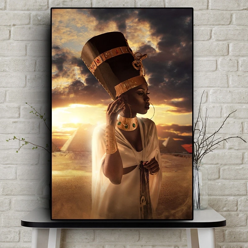 

Black and Gold African Woman Sunset Oil Painting On Canvas Posters and Prints Wall Art Picture for Living Room Home Decor