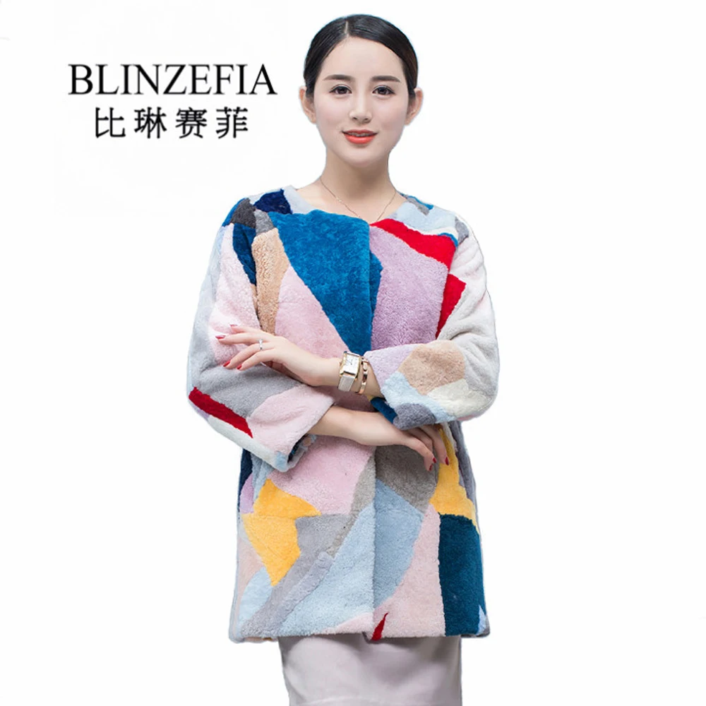 Куртка женская из овечьей шерсти зимняя теплая короткая в русском стиле с