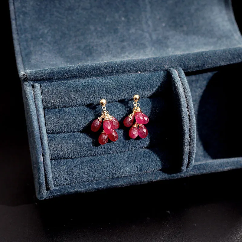 

DAIMI Ruby Earrings Female Simple Send Girlfriend Earrings 18K Gold Gold Genuine Gemstones Genuine Earrings Female