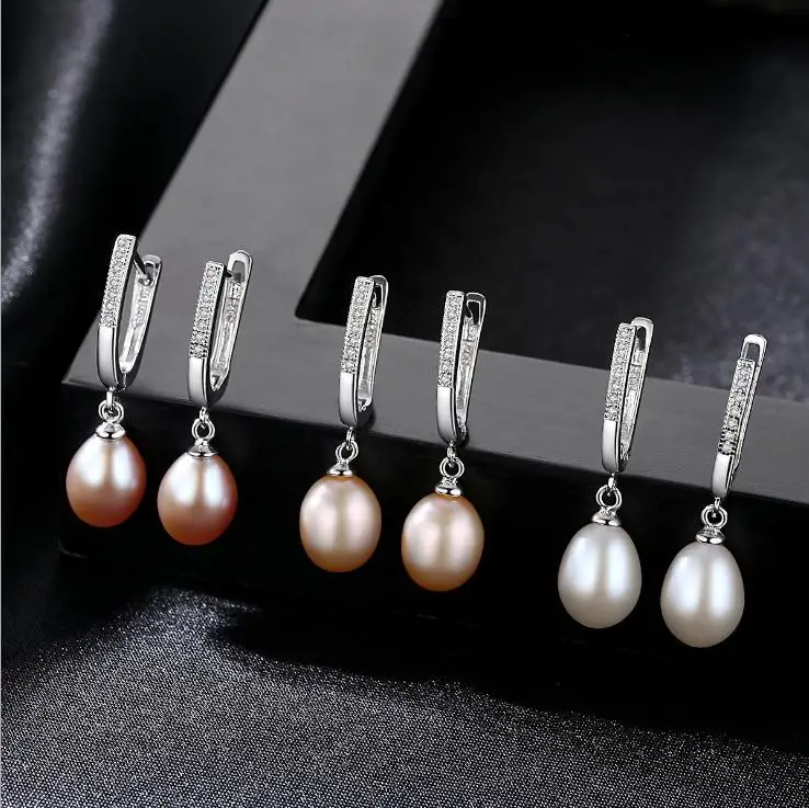 Женские серьги подвески с натуральным пресноводным жемчугом MeiBaPJ ювелирное