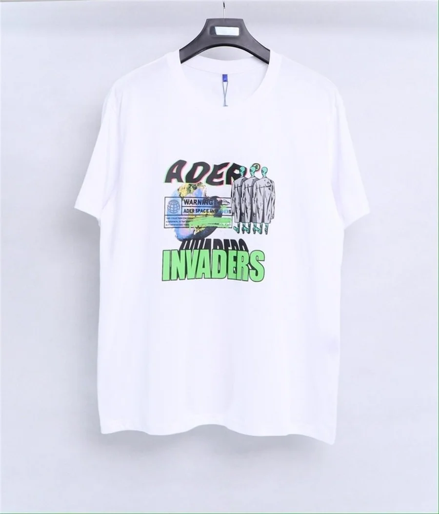 

ADER ERROR Invader T-shirt Men Women Alien Invasion Warn Adererror Tee Spaceship Mark ADER