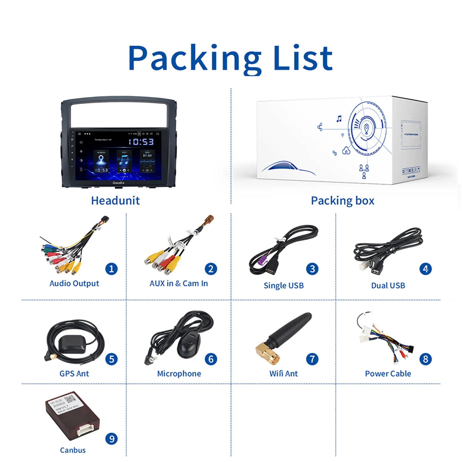 

Dasaita Car Radio Multimedia Video Player 9" Android 10 for Mitsubishi Pajero V97 V93 2006-2013 GPS Stereo Carplay 1280*720 Unit