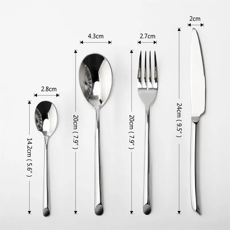 

16Pcs High Quality Tableware Stainless Steel Dinner Set Knives Spoon Fork Dessert Coffee Tea Spoon Soup Spoon Kitchen Cutlery