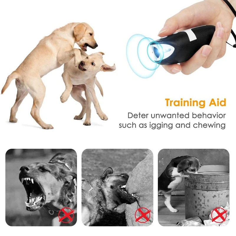 

Handheld Dog Repellent, LED Ultrasonic Infrared Dog Deterrent 2 in 1 Dog Behavior Training Device