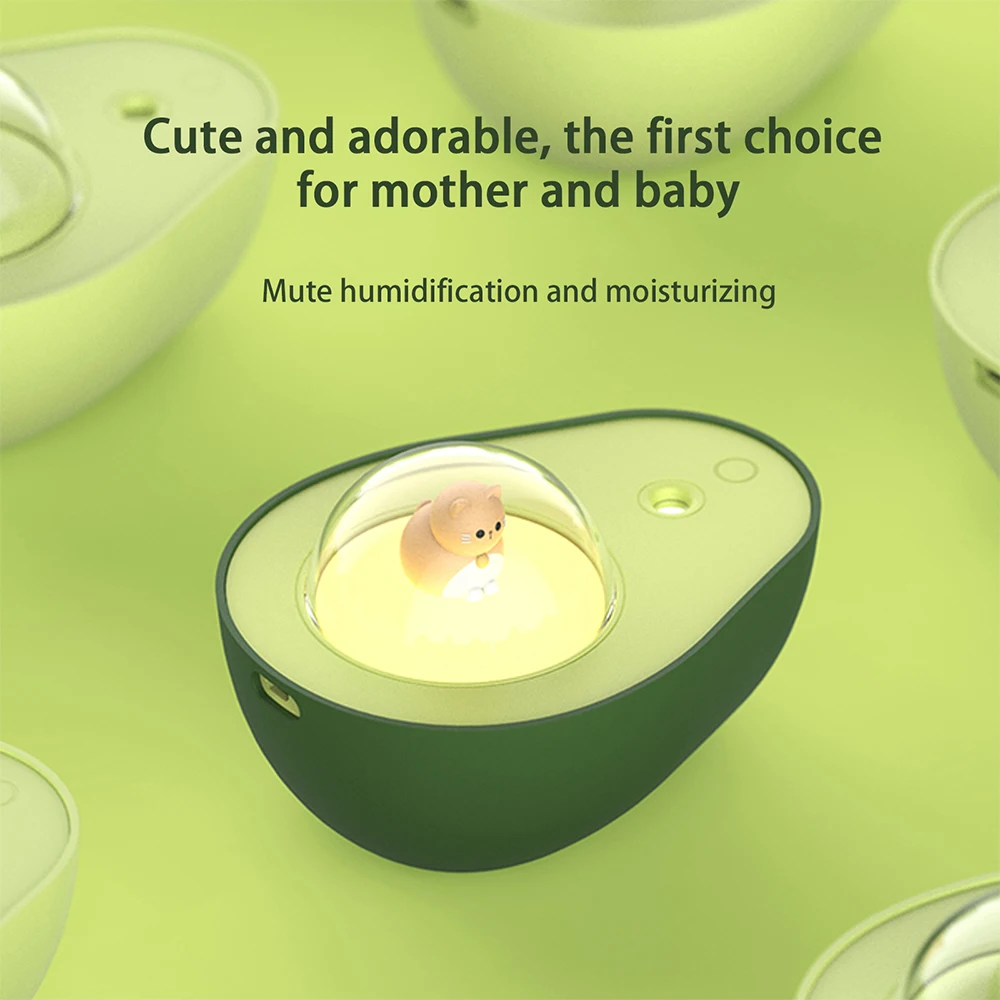 Ultrasonic Mini Air Humidifier Avocado Cartoon Aroma Essential Oil Diffuser Umidificador Home Car Mist Maker LED Night Lamp Cute | Бытовая