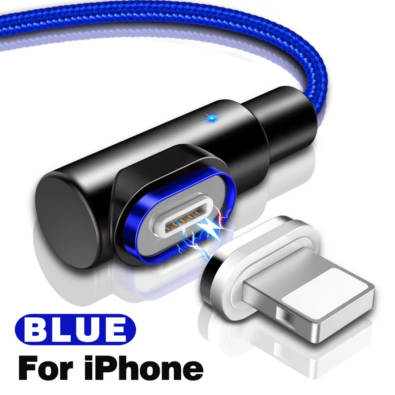 Blue For IPhone Магнитный кабель 2.5A Быстрая зарядка для IPhone XS X XR 7 Micro USB быстрое зарядное устройство Тип C магнит Android шнур телефонный кабель для samsung - Цвет: Blue For IPhone