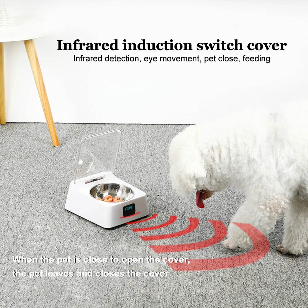 

Dog Cat Pet Feeder Odor Resistant Bowl 350ML Moistureproof Home Automatic Infrared Sensor Smart Auto Open Anti-mouse