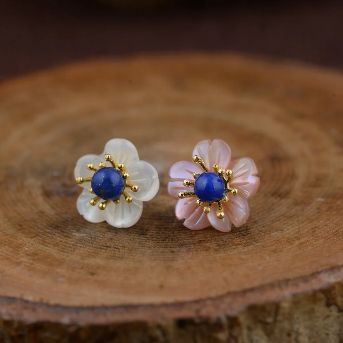 925 пробы серебро Простой Элегантный 18k позолоченные серьги натуральная основа