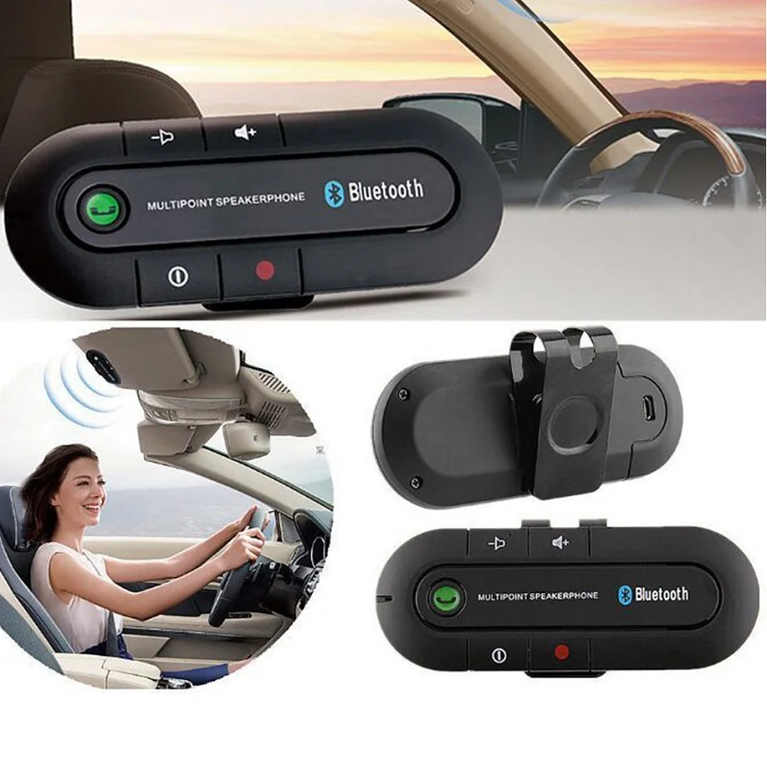 Автомобильный комплект громкой связи Bluetooth 4,1 приемник автомобильный Громкая связь солнцезащитный козырек аудио музыкальный плеер с зажимом для 2 телефонов одновременно