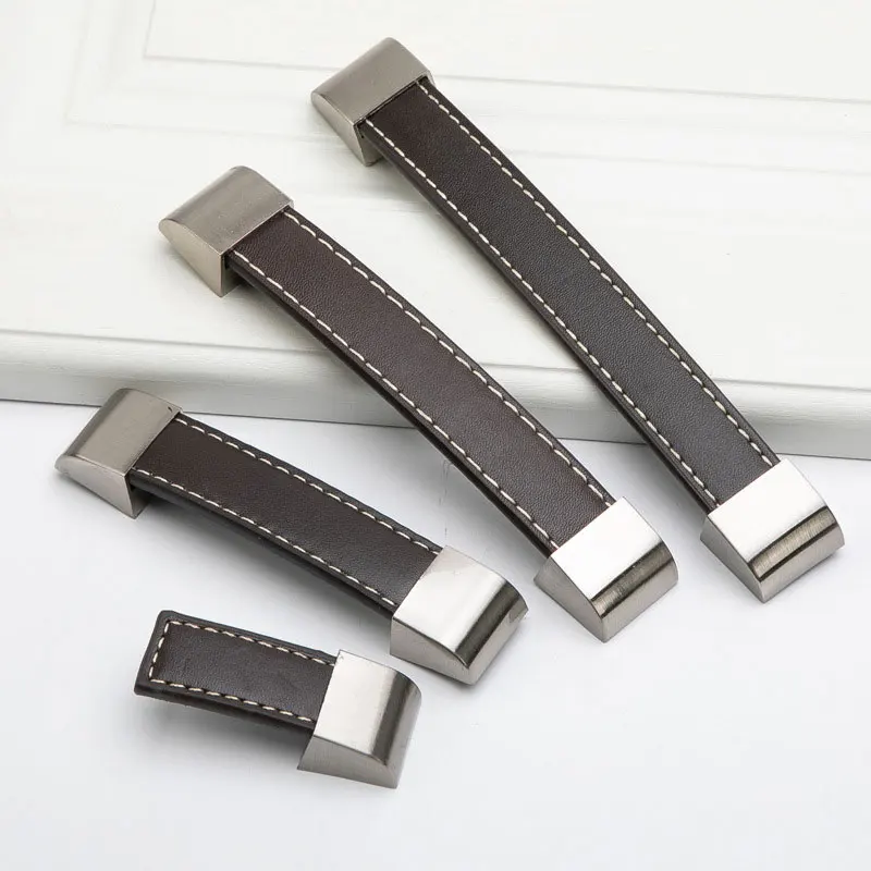 

Zinc Alloy Handmade Leather Handle Modern European-style Soft Simple Door Cabinet Drawer Kitchen Cabinet Wardrobe Hardware