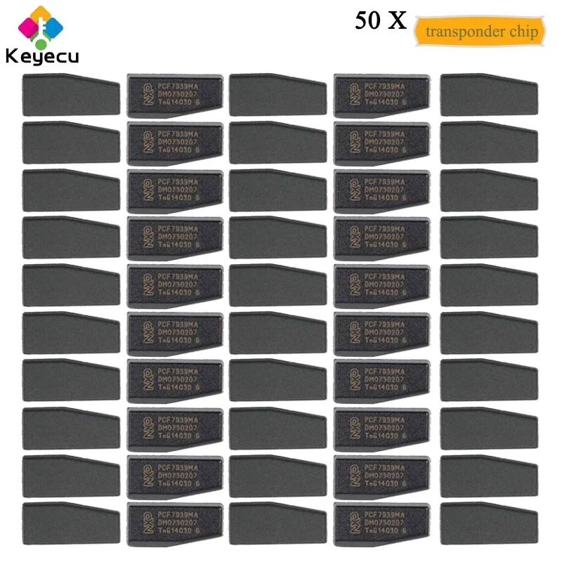 

KEYECU 50 Pieces Car Key Transponder Carbon Chip PCF7939MA PCF7939 ( TP39 ) Blank Chips for Renault Remote Key
