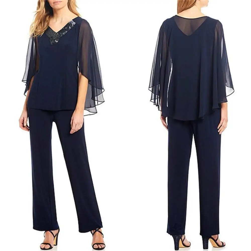 

Темно-синий 2020 женский комбинезон с бисером и круглым вырезом