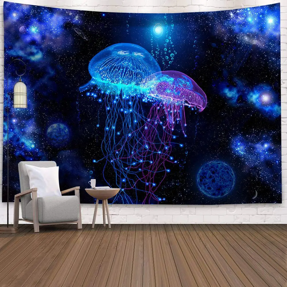 

Настенные декоративные шторы с Медузой, настенная подвесная гардина для дома, галактика, звездное небо, психоделический гобелен