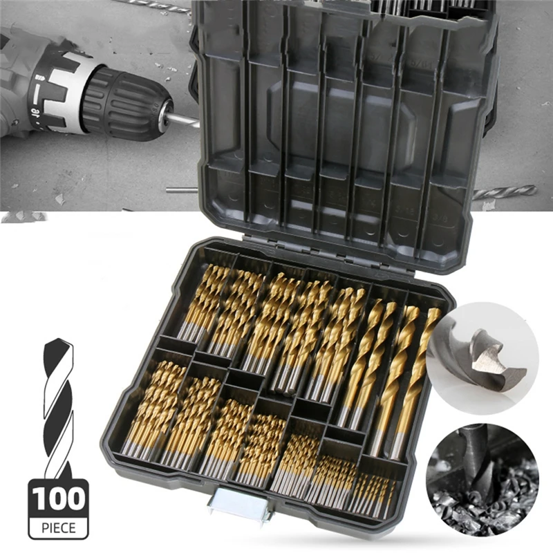 

100Pcs HSS Metal Drills Titanium Metric Metal Drill Bits Set 1-10mm Twist Drill Bit For Metal Wood Plastic Drill Accessory Set