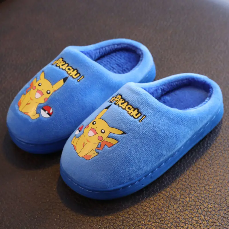Зимняя детская теплая обувь с покемоном Пикачу модная Милая мультяшная для