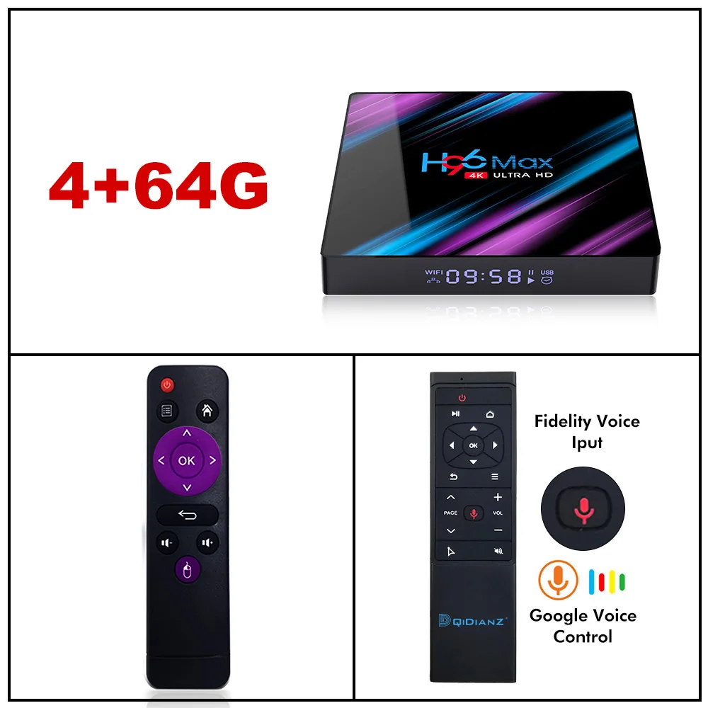 4G64G VOICE CONTROL DQiDianZ Android 9,0 H96 MAX RK3318 4 ядра 2,4G/5G WiFI 4G 64GB Android tv box 2,4/5,0G WiFi Bluetooth 4,0 H96 max tv box - Цвет: 4G64G VOICE CONTROL