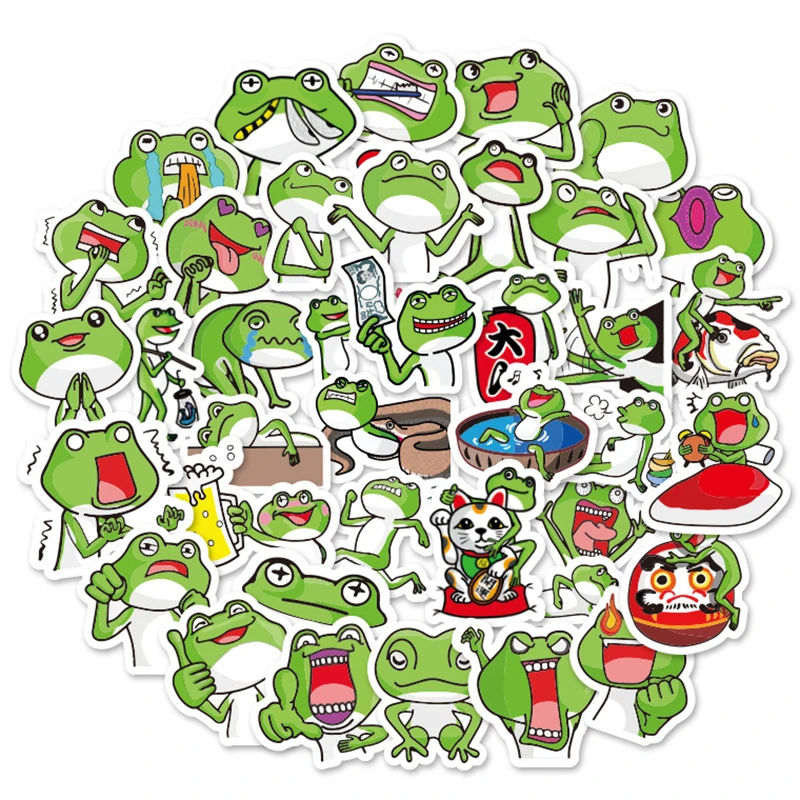 

40 шт./компл., милые стикеры в виде лягушек, классные водонепроницаемые наклейки для ноутбука, скейтборда, мотоцикла, автомобиля, наклейки для...