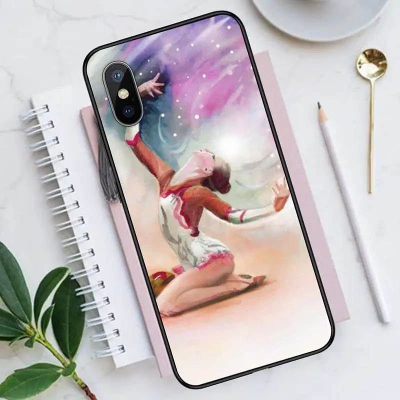 

Love Gymnastics Oil Painting Phone Case for iPhone 11 12 mini pro XS MAX 8 7 6 6S Plus X 5S SE 2020 XR
