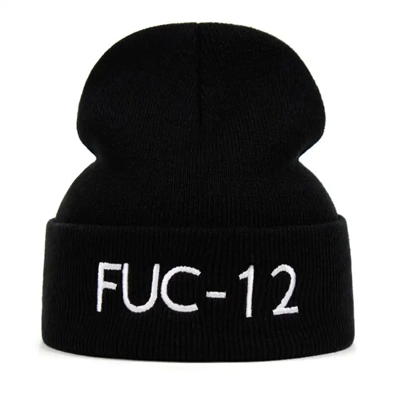 Черный FUCT Beanie FUC-12, вязаная зимняя шапка, однотонная, с черепами, Billie Eilish, костюм, аксессуар, подарки, теплые зимние друзья, U CANT TRUST - Цвет: Черный