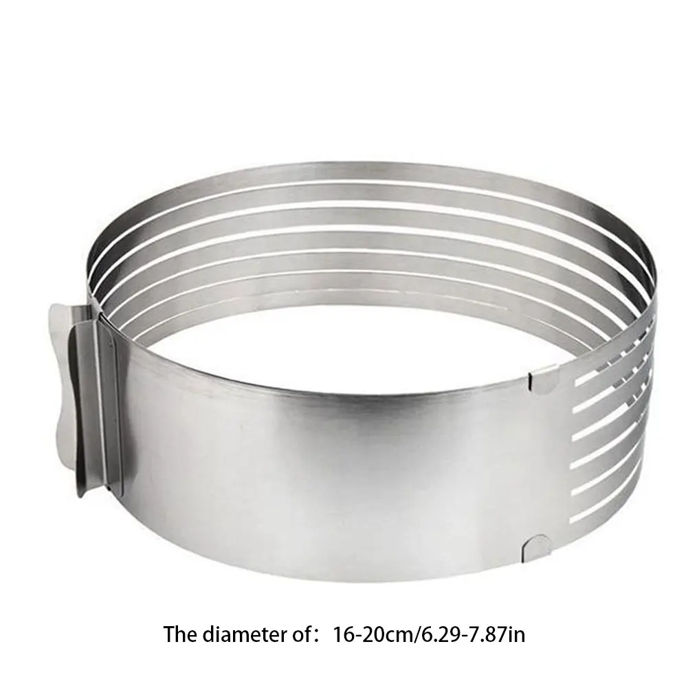 

1PC 16-20CM Adjustable Round Bread Cake Cutter Slicer Stainless Steel Cake Cutter 6 Layers Slicer Mousse Ring Mould Baking Tool