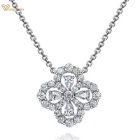 wong rain 100 925 sterling silver four leaf clover created moissanite wedding engagement women pendant necklace fine jewelry
