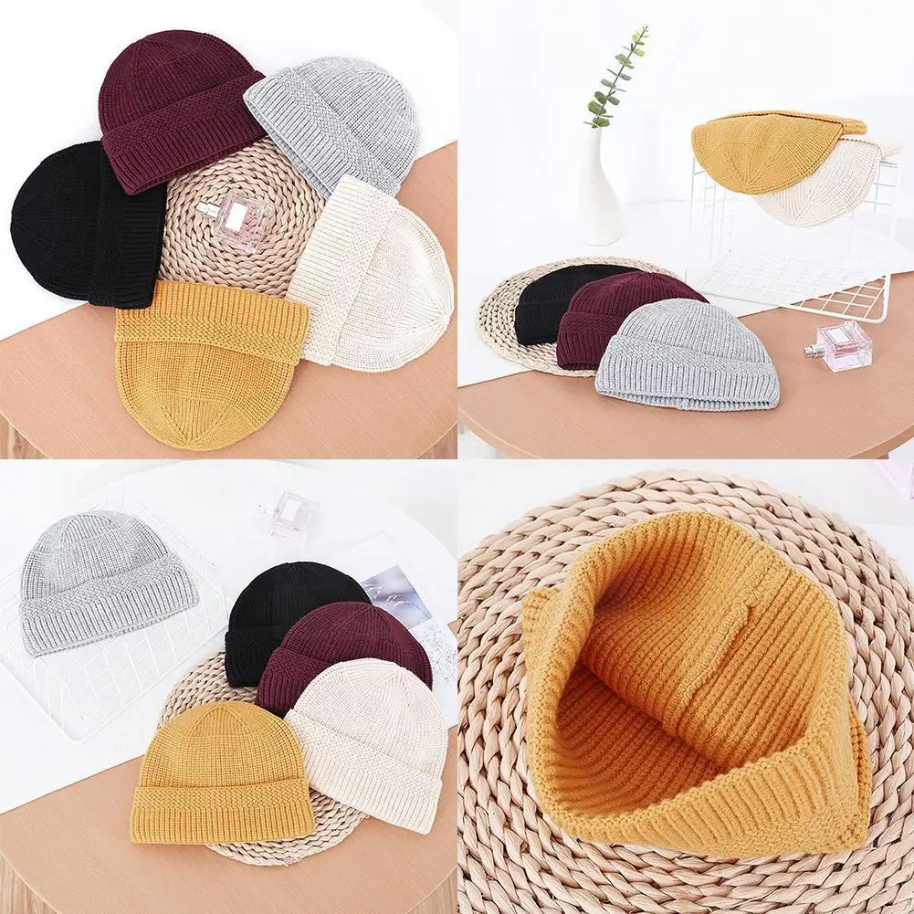 

Новинка 2021, модная Вязаная Шапка-бини для мужчин, Шапка-бини, Женские Мешковатые теплые шапки с манжетами, шапки-бини, зимняя шапка без козыр...