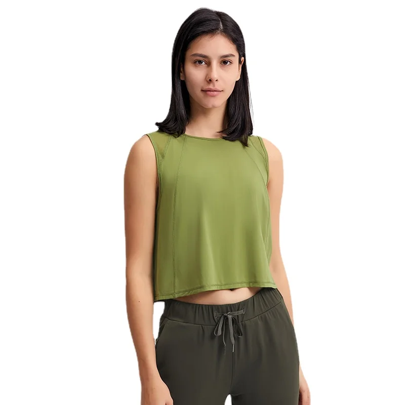 

HaleyChan Women's Quick Dry Workout Tank Crop Sports Shirt Sleeveless Yoga Running Tops Workout T-Shirt Gym Short Tank Crop Tops