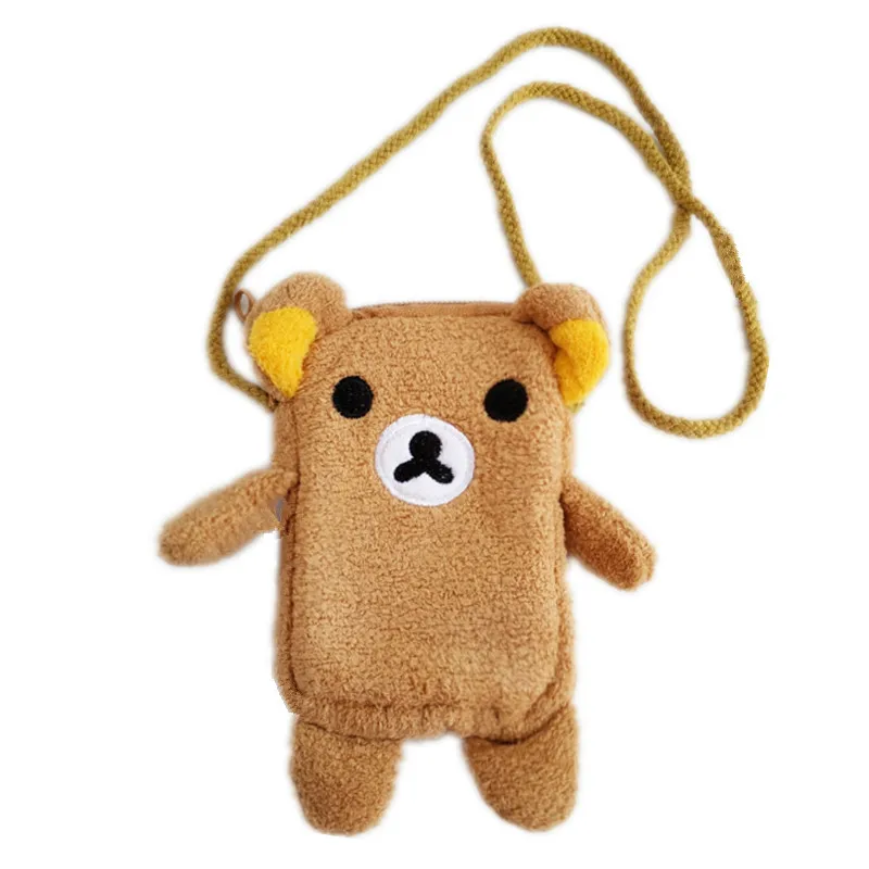 

New Cute Rilakkuma Girls Boys Kids Mini Plush Messenger Bags Woman Stuffed Coin Card Purse Money Bag For Children