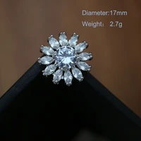 5pclot shining crystal flower buttons cubic zirconia button for shirt decorative cz sewing buttons for cashmere knit cardigan