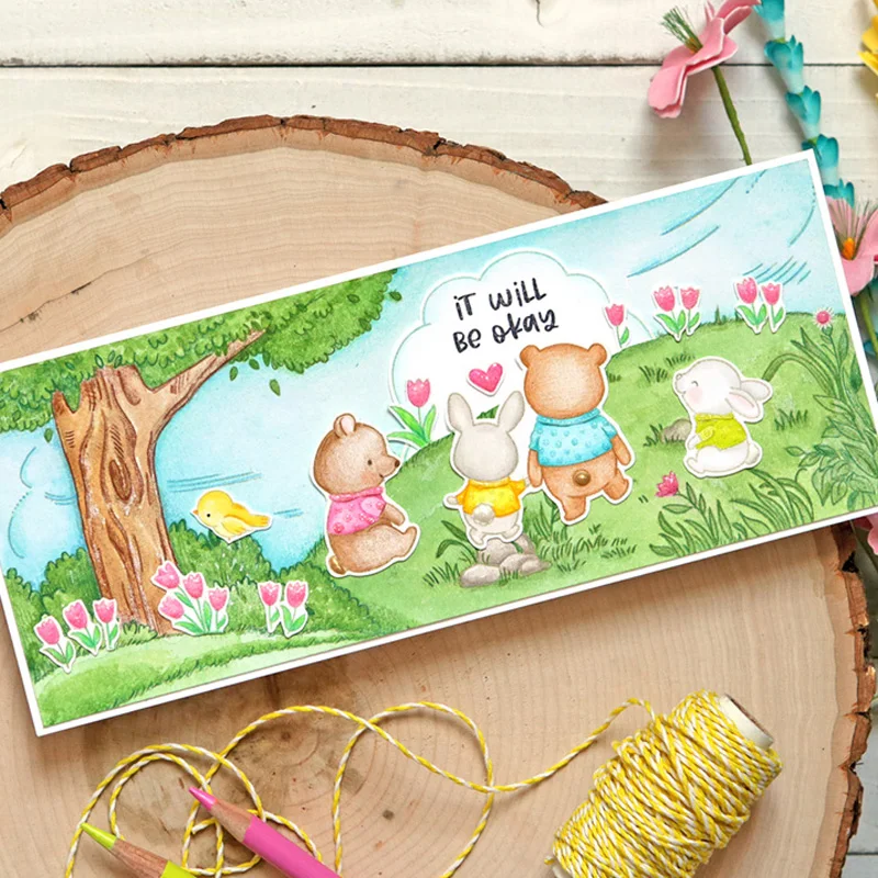 Весенние животные гриб летучая мышь птица крысы медведь чистый штамп