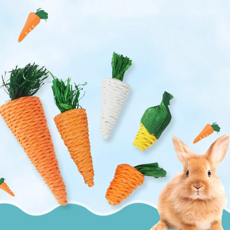 

6PCS Hamster Rabbit Chew Toy Straw Rope Bite Grind Teeth Pet Molar Toys